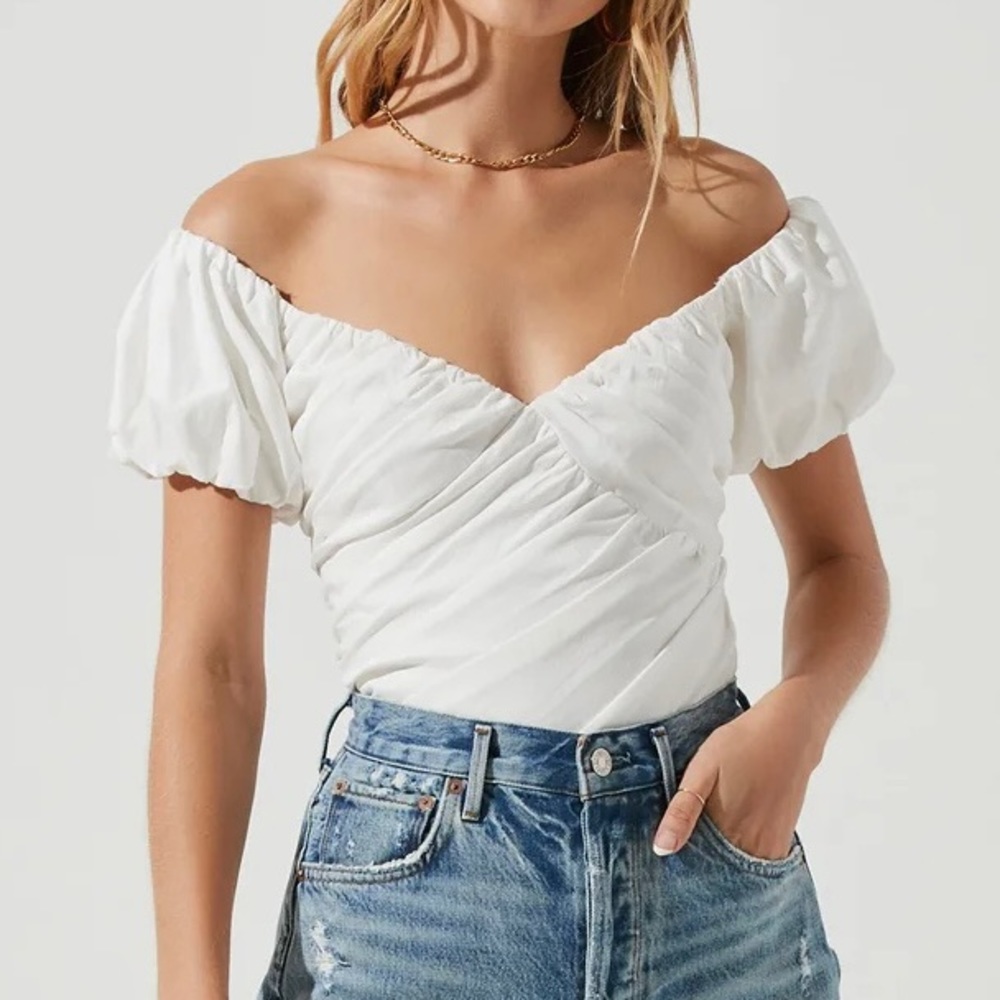 ASTR the label Rayne Off the Shoulder Puff Sleeve Bodysuit